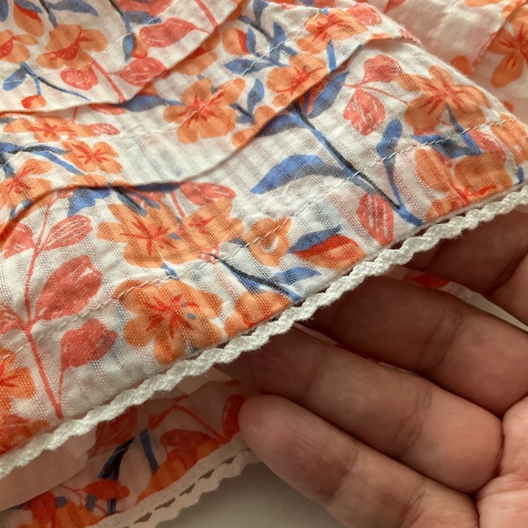 Rachel Zoe 3T Orange Floral Puff Sleeve Dress with Blue Accents - Picture 8 of 9